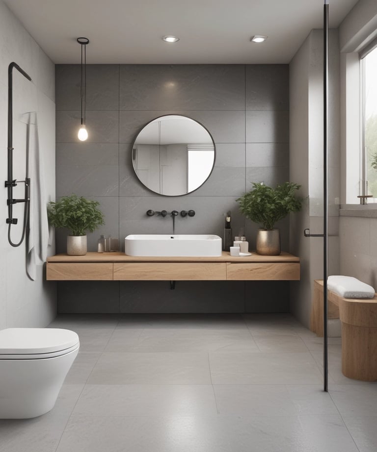 A freshly renovated kitchen with bright blue cabinetry and warm natural light.