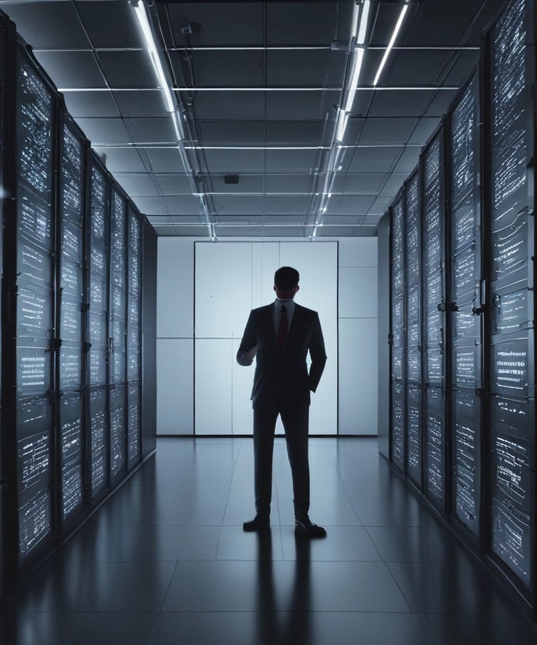 Cloud infrastructure visualized as interconnected digital nodes glowing softly.