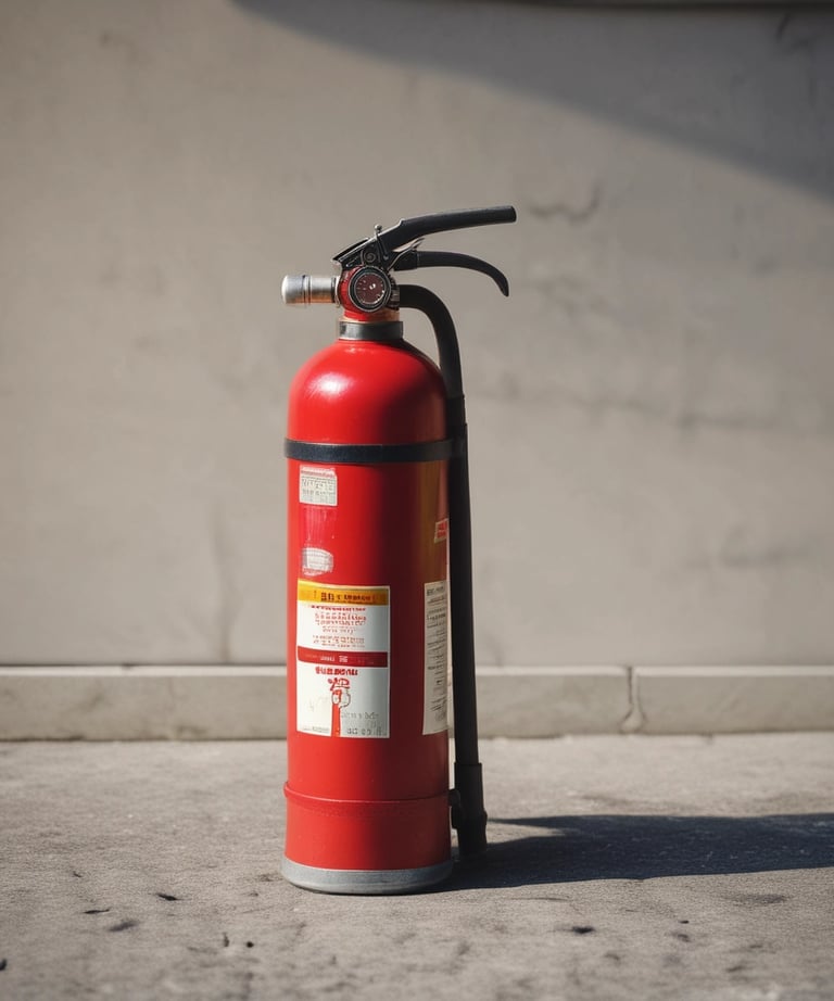 Close-up of a sprinkler system installed on a ceiling with red pipes.