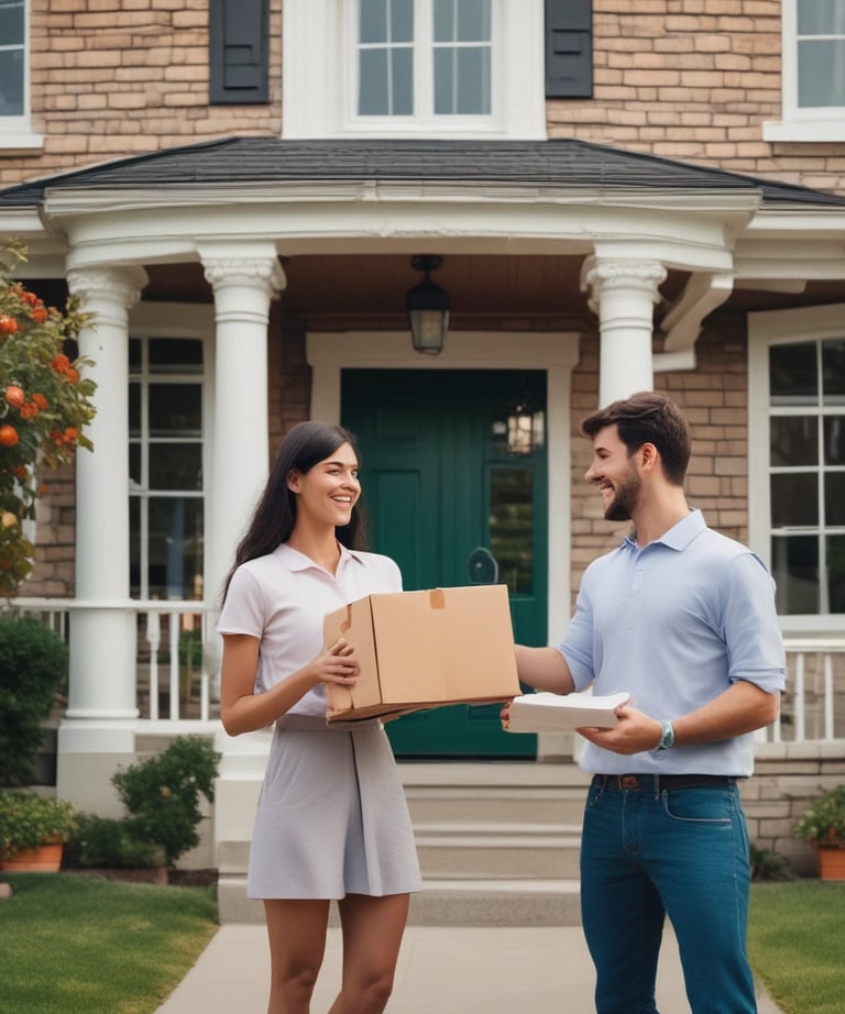 Yellow and white DHL freight containers are lined up on a train track under clear blue skies. Overhead electrical wires stretch across the scene, indicating a railway setting.