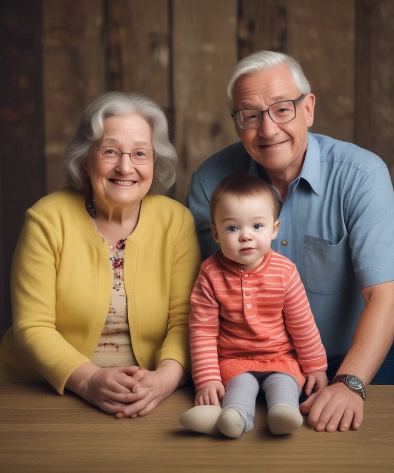Smiling family members sharing a joyful moment together at home.