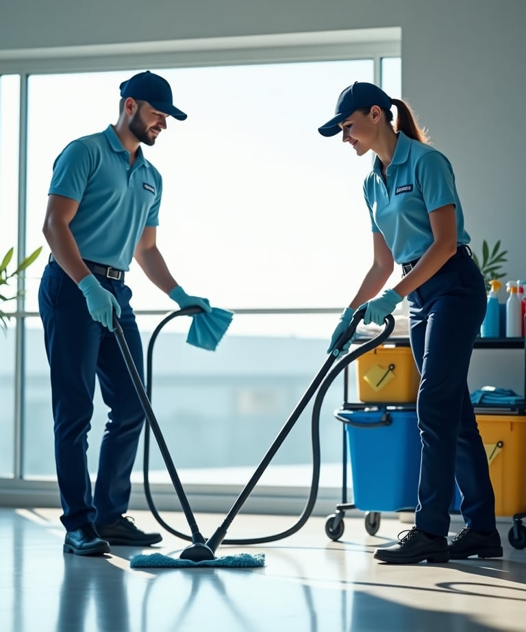 Équipe DG Services en action - professionnels du nettoyage utilisant des machines haute performance