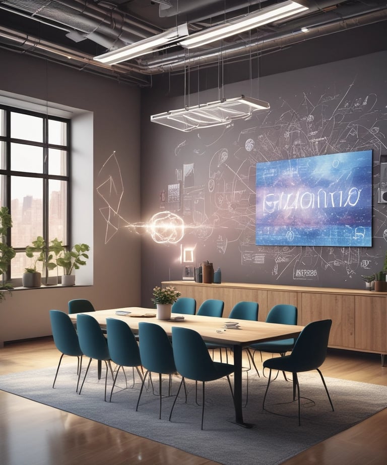A creative team brainstorming marketing strategies in a collaborative workspace.