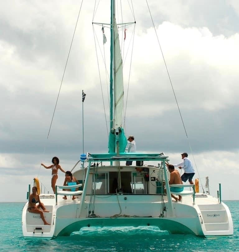 a catamaran in the sea of Isla Mujeres