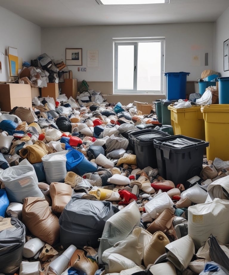 A before-and-after comparison of a cleaned space showing significant transformation.