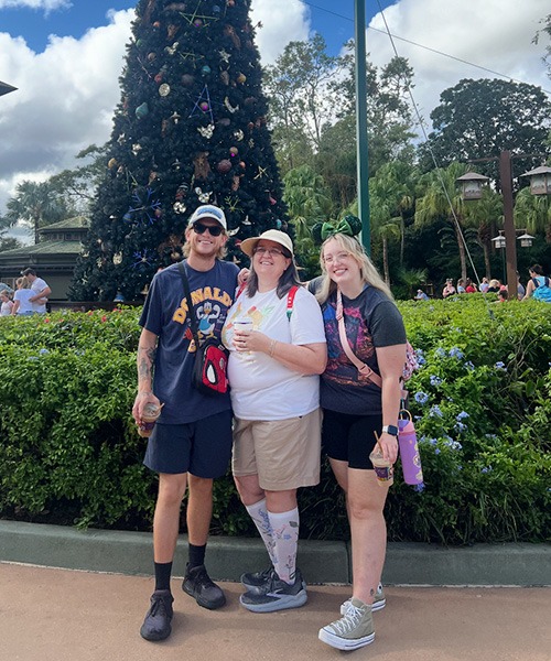 Ameliah Knopp pictured with her family at Disney's Animal Kingdom® Park.
