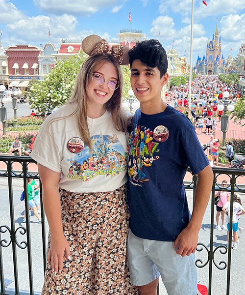 Ameliah Knopp pictured with her fiancé at Disney's Magic Kingdom® Park.