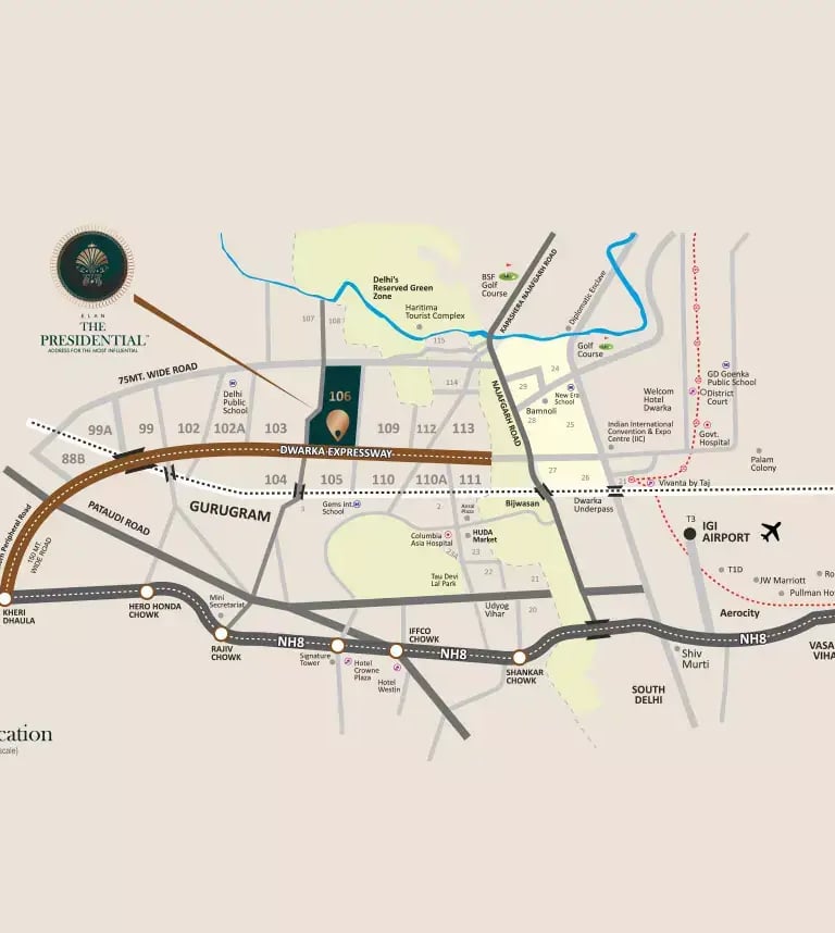 Elan: The Presidential, Sector-106, Map, Best Property in Gurugram