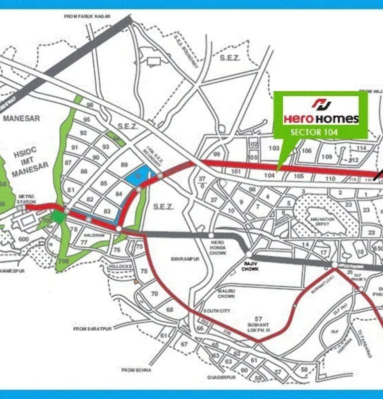 Hero Homes, Sector-104, Map, Best Property in Gurugram