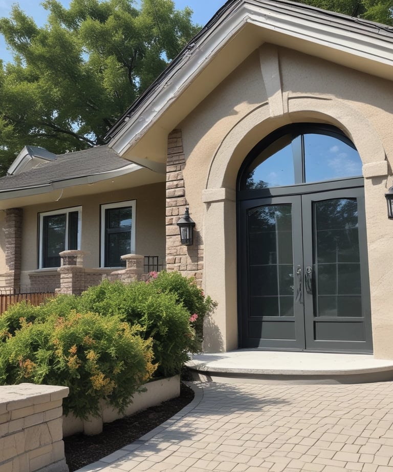 A team of professionals working on a home restoration project with various tools and materials.