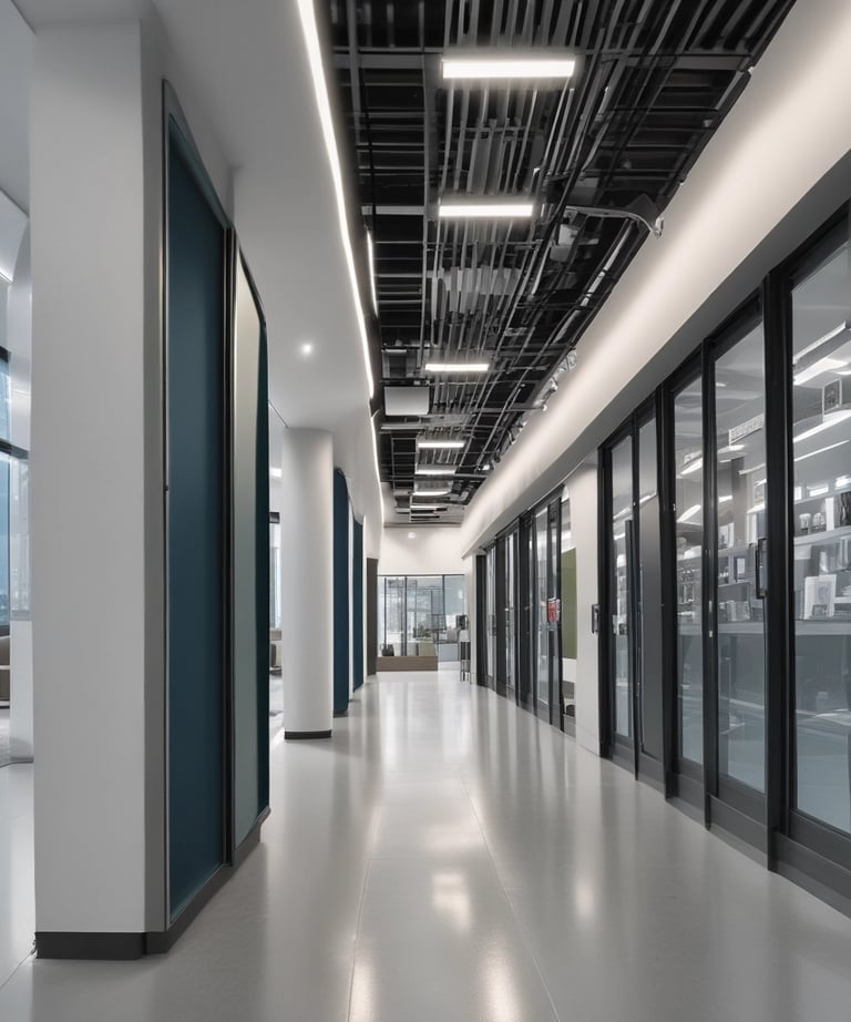 A technician installing a CCTV system in a commercial building.