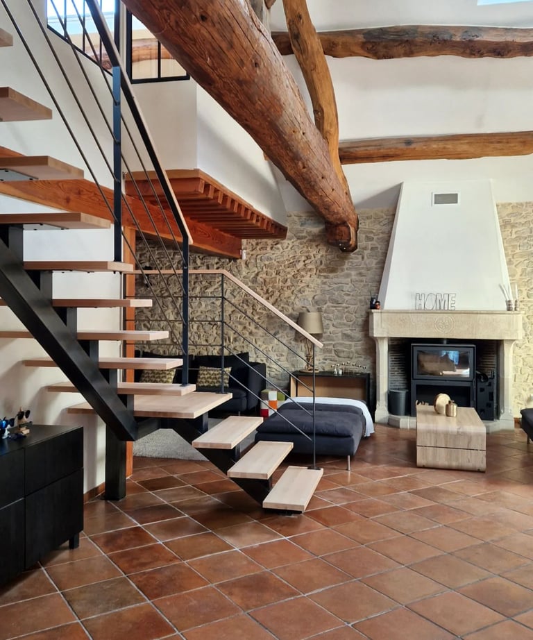 escalier avec palier tournant et garde corps à vaulx milieu 38090
