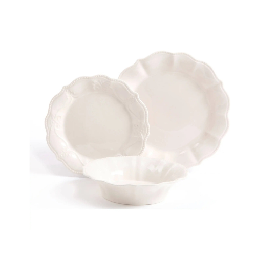 white scalloped dinnerware set, 12pcs dinnerware set, white dinnerware set