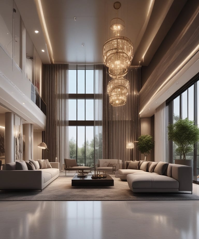 A high contrast black and white interior view showcasing a modern architectural design with a large rectangular skylight. The space features tall vertical columns and an array of horizontal lines created by slatted paneling. Geometric shapes and shadows play on the surfaces, adding depth and dimension.