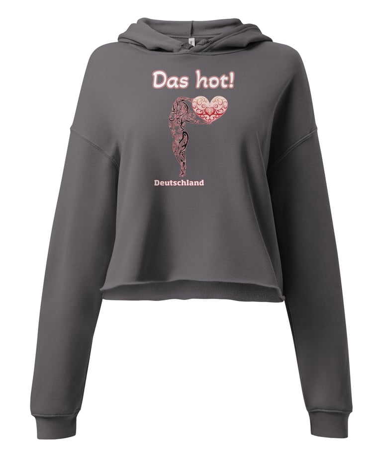 Charcoal color hoodie with woman heart graphic ghost front view