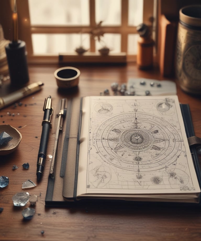 Softly lit scene of thoughtful person journaling answers by candlelight.