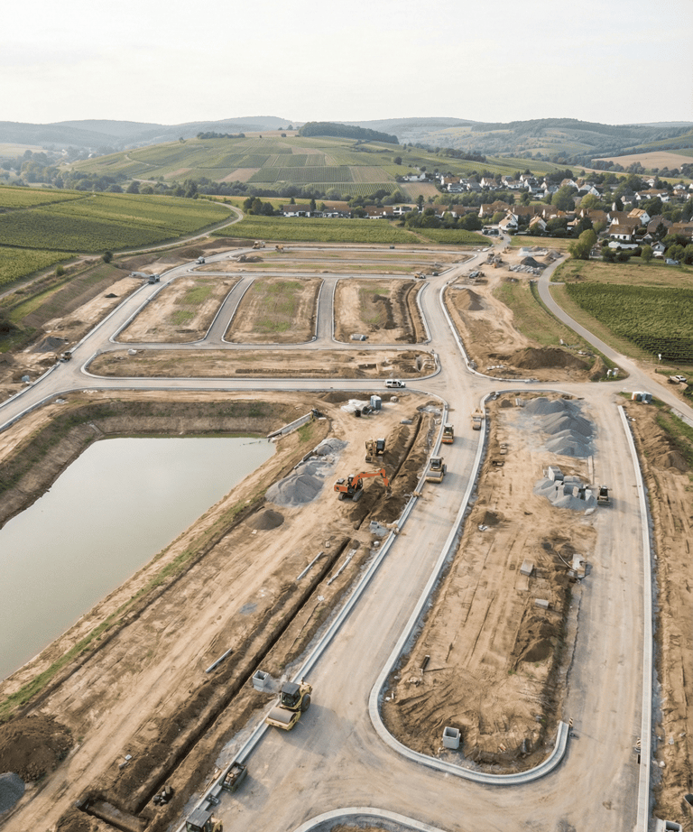 Obra civil en ejecución en Andalucía con organización y control técnico del proyecto.