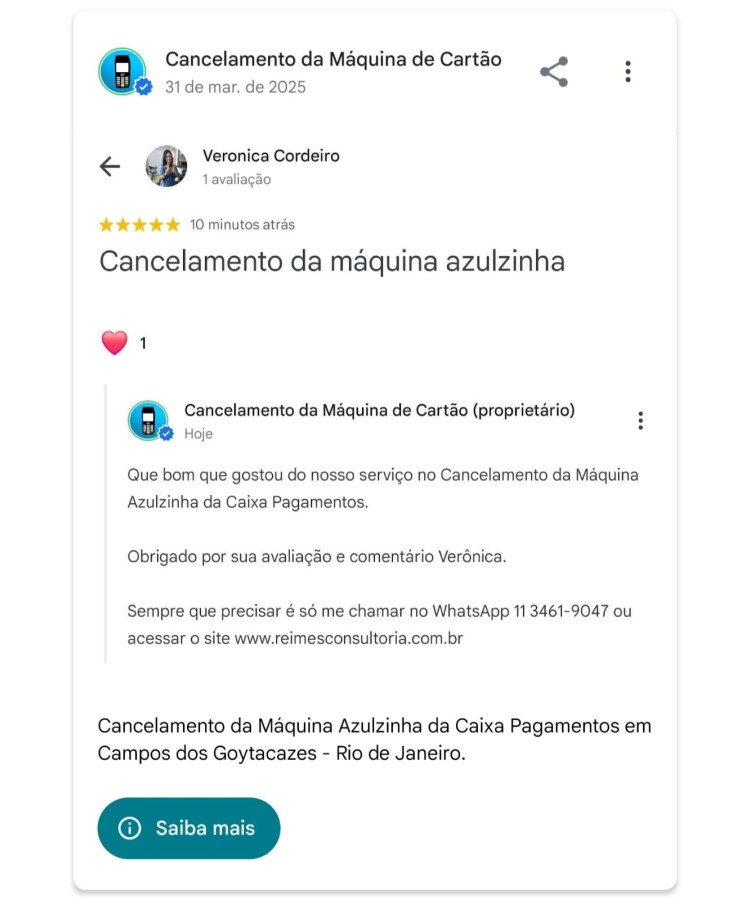 Cancelamento da Maquina Azulzinha da Caixa Pagamentos em Campos dos Goytacazes Rio de Janeiro