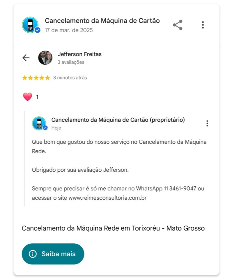 Cancelamento da Maquina Rede em Torixoreu Mato Grosso