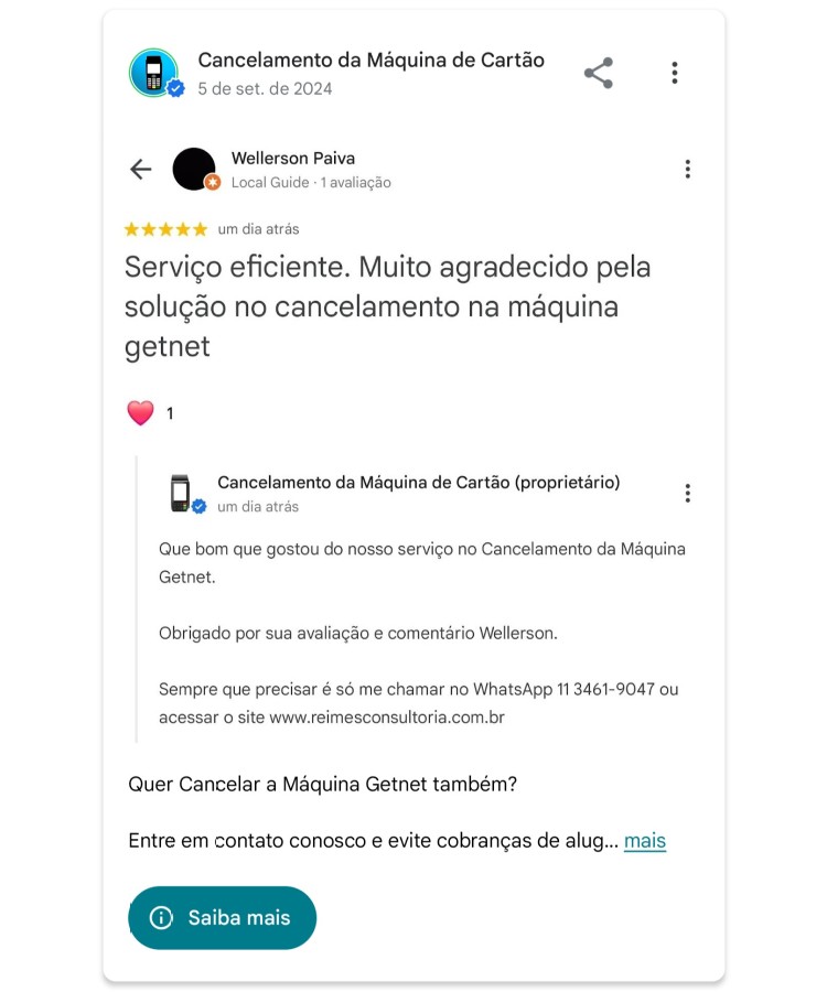 Quer Cancelar a Maquina Getnet Tambem