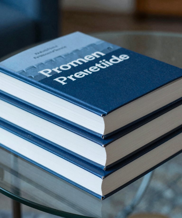 An editorial image of a stack of premium design books on a glass table, with an ice blue filter. Very professional and scholarly.