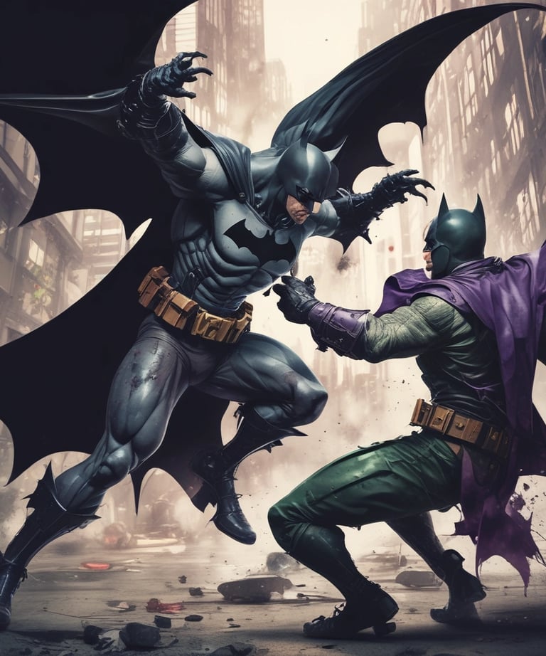 A cozy desk setup with anime figures and comic books scattered around, warm lighting.