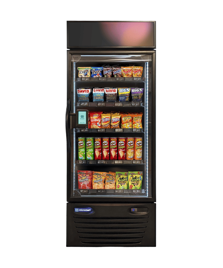 Smart pantry machine stocked with snacks