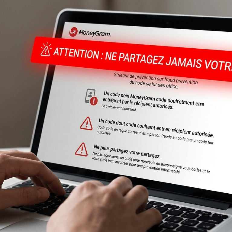 Avertissement visuel contre la fraude : ne partagez jamais votre numéro de transaction avec un tiers