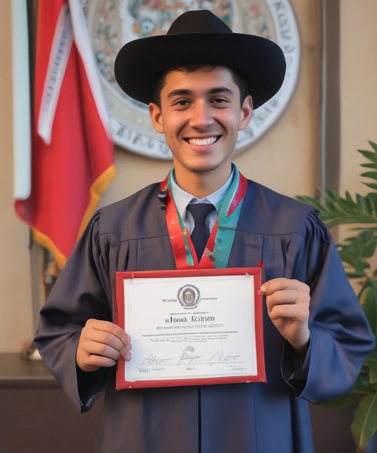 An adult student receiving their official certification with a proud smile.