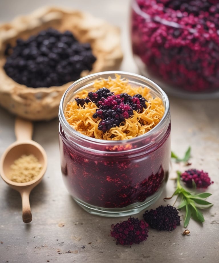 Close-up of colorful wellness products and a soft cotton t-shirt neatly arranged on a rustic wooden table.