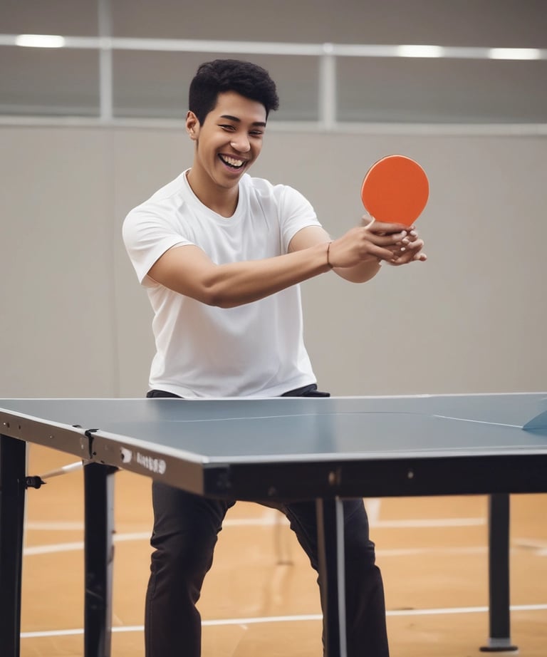 Close-up of a player serving the ball with intense focus and determination.