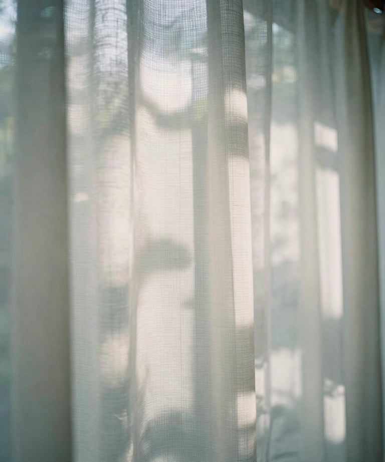 Abstract visual of soft light rays filtering through a translucent screen, creating a peaceful and innovative atmosphere, East Asian / Japanese influence.