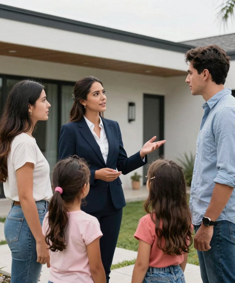 Modern office space of Hogarnexo with team members discussing property listings.