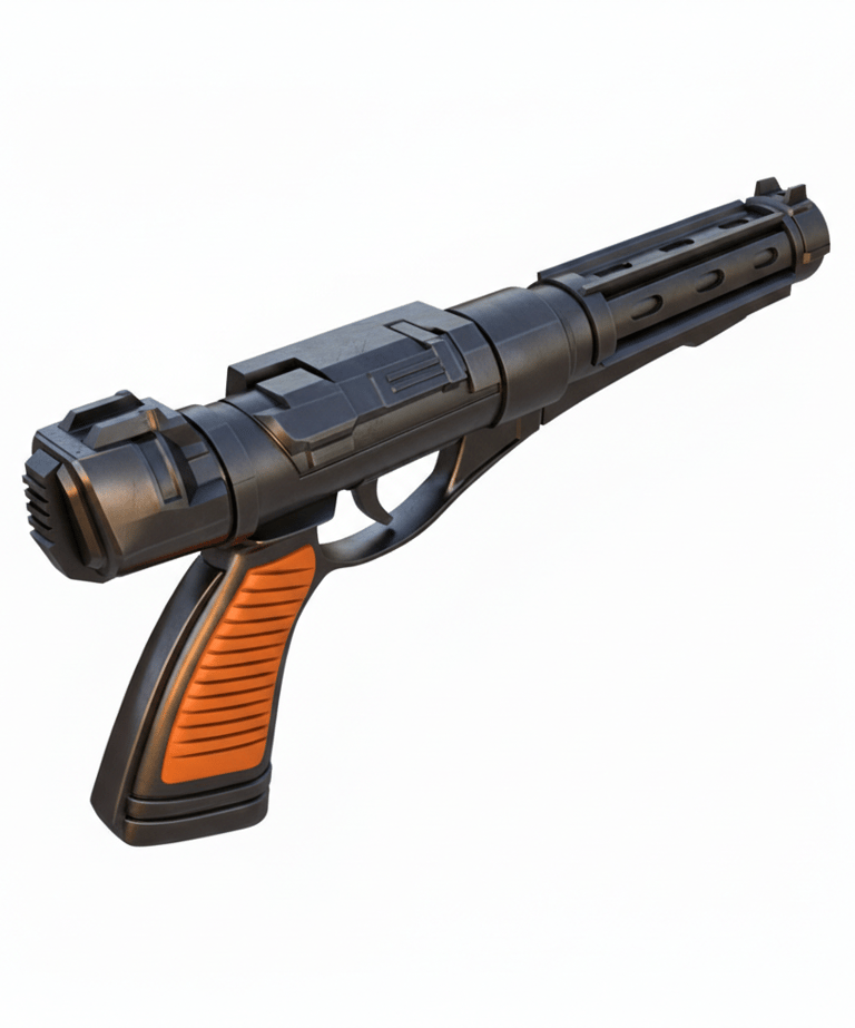 3D printed Mandalorian blaster prop weapon cosplay loadout