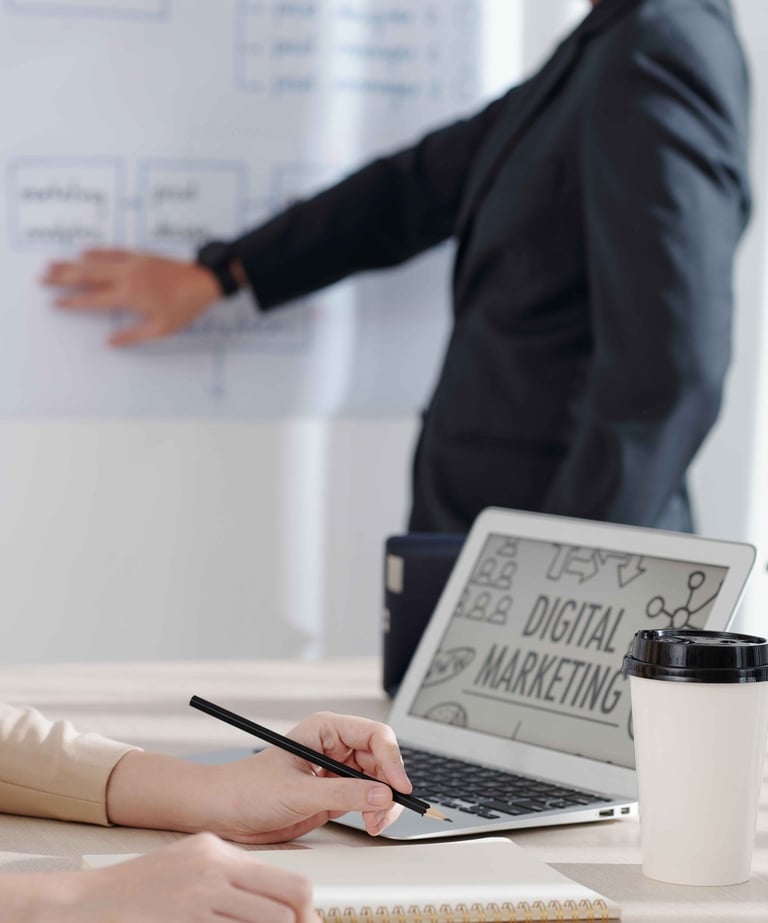 a woman in a business suit and a man in a suit and tie