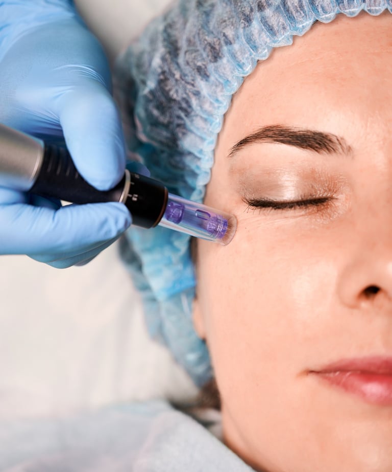 Esthéticienne appliquant un traitement esthétique avancé sur le visage avec un appareil médical