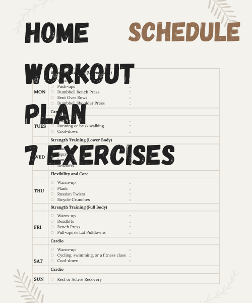 Exercise Program for Weight Loss, Home Workout Plan Schedule