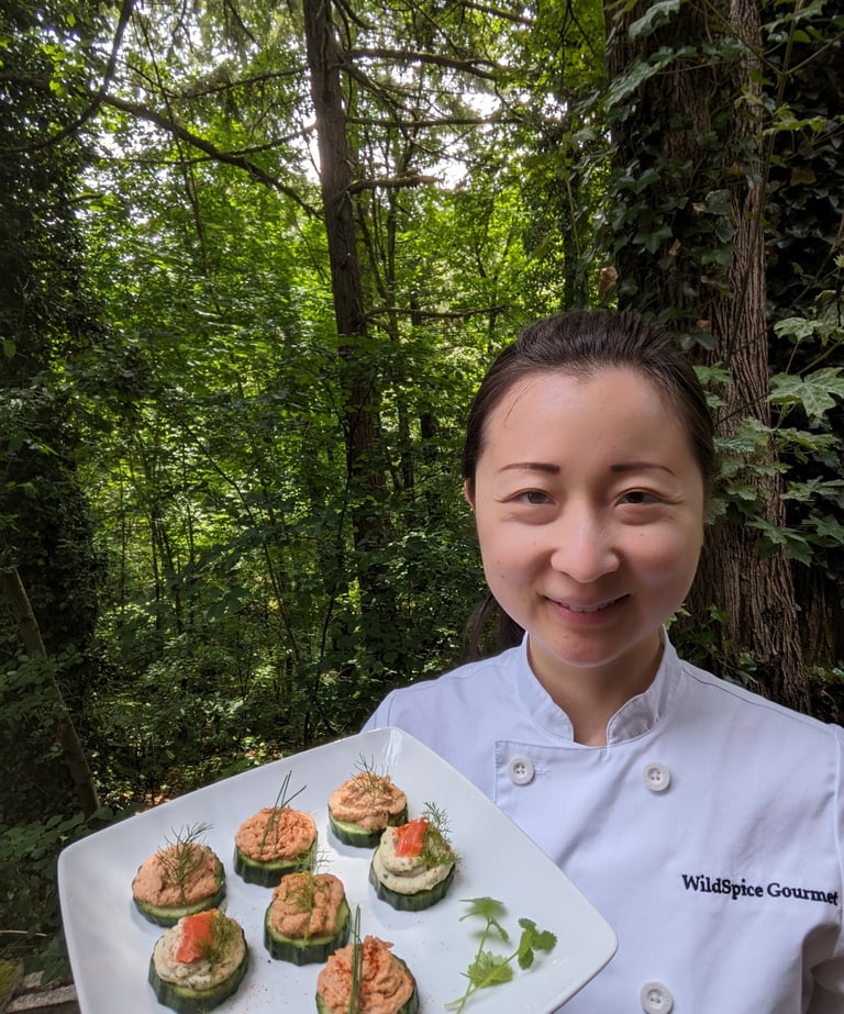 Chef Mia Salmon Canapes Farm to table dining Dairy- glutenfree private personal chef portland oregon