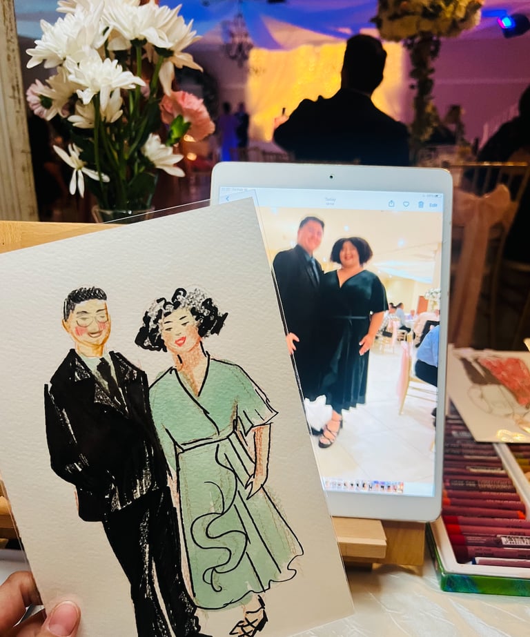 live guest portraits wedding