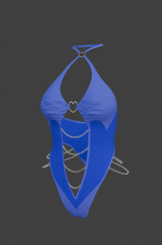 Blue bodysuit with heart and chains