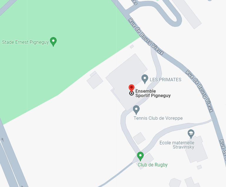 Carte de l'emplacement du dojo de judo de la ville de Voreppe