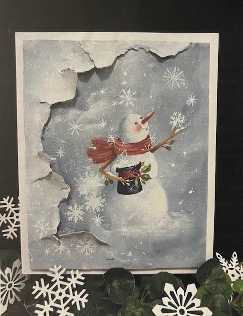Fran Prebish, Sandra's Malone's Beautiful Snowman, snowflakes, torn paper