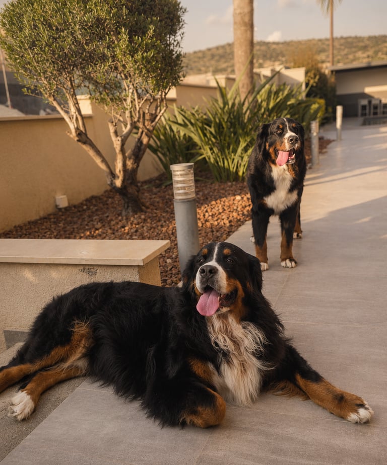 Dog sitting service in Limassol with happy dogs outdoors