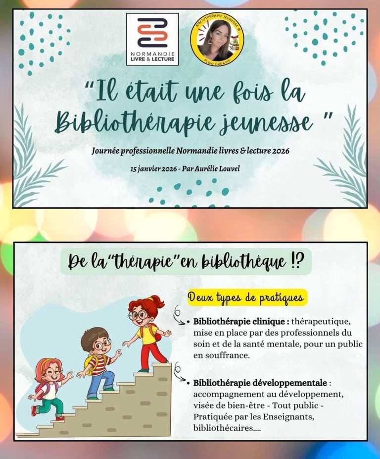 présentation bibliothérapie jeunesse formation bibliothécaires Normandie