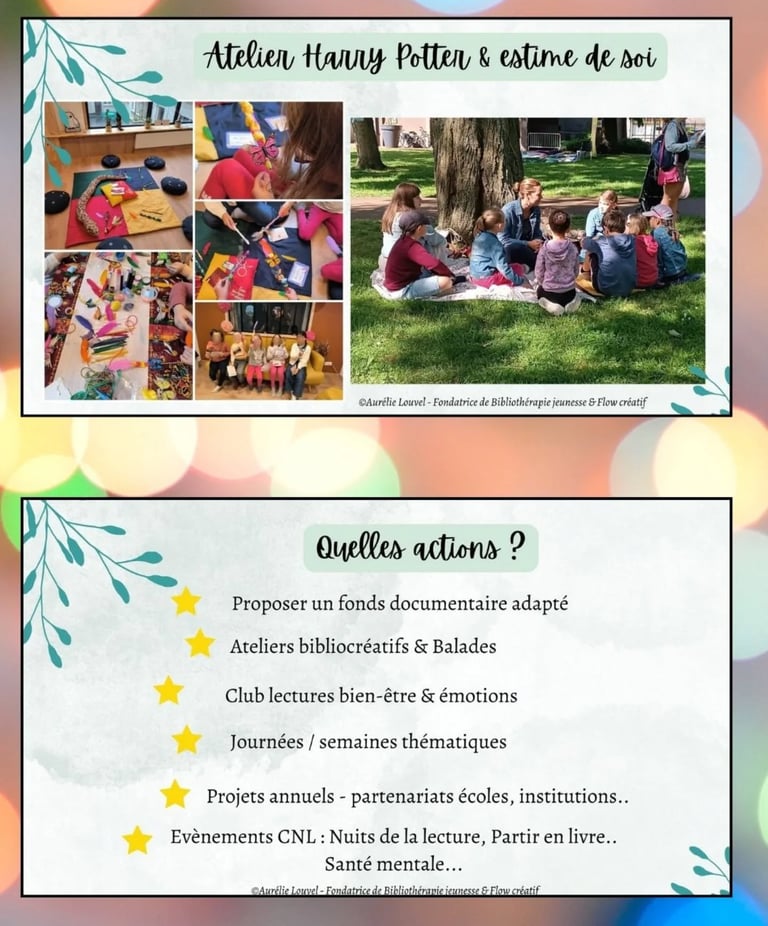 atelier bibliothérapie jeunesse enfants activité créative livres