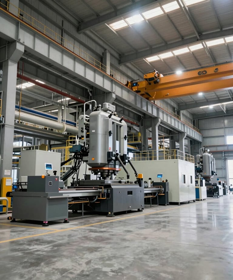 High-tech machinery at the Al-Afja Recycling Hub processing used tires.