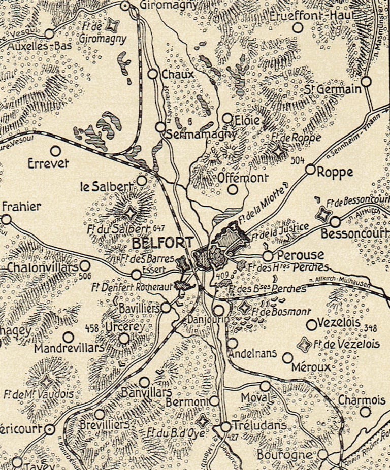Carte des Forts autour de Belfort