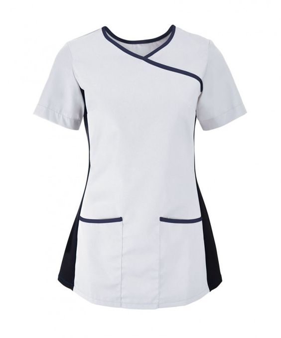 Filipina color blanco para personal de enfermeria femenino con vivos en color negro