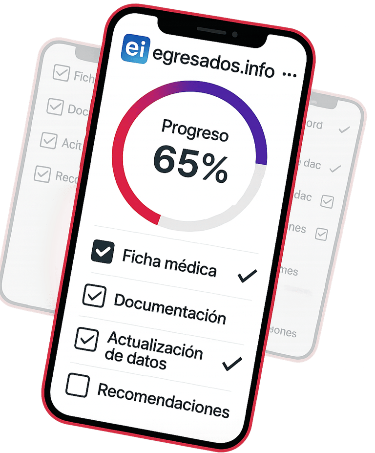 Teléfonos mostrando la guía paso a paso para organizar un viaje de egresados