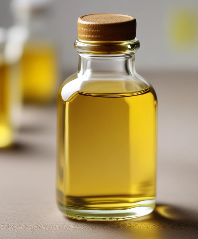 A bottle of Bombay Shaving Company beard growth oil is positioned next to a reflective surface, showing its reflection. The bottle is dark with a silver cap and is labeled with details about the product, including 'Onion Oil' and '30ml'.